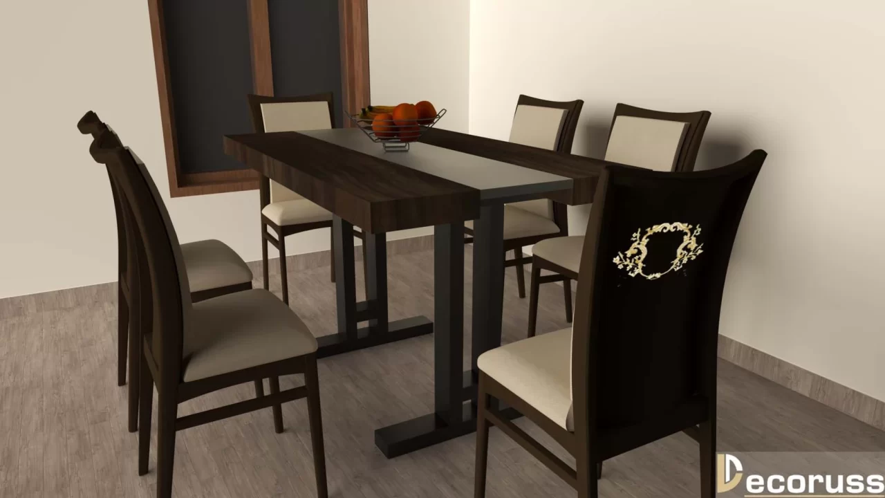 dining table 6 seater latest design by Decoruss for Khurram Nagar site Lucknow