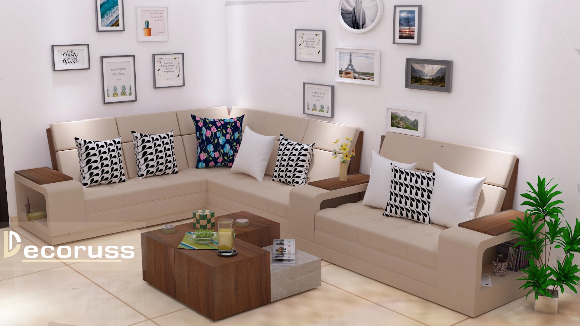 Living room sofa design for Khuram nagar interior design project by Decoruss interior designer in Khurram Nagar Lucknow