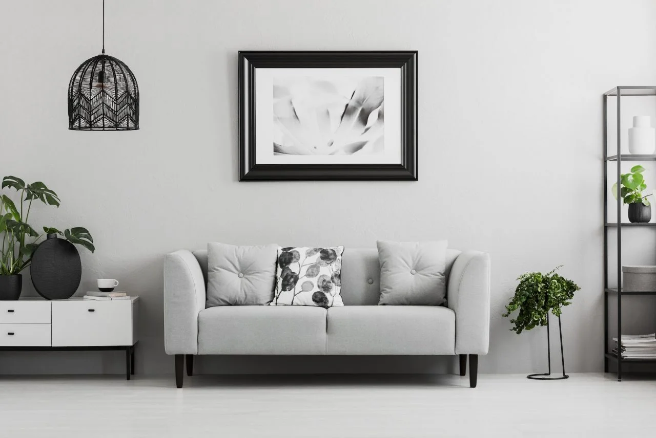 Decoruss industrial style interior with bookcase and seating